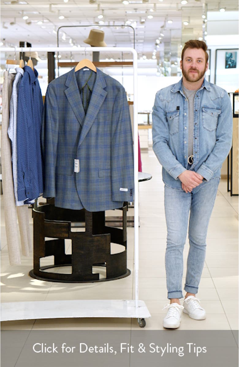 Hyperlight Soft Plaid Slub Wool & Silk Blend Sport Coat, sales video thumbnail