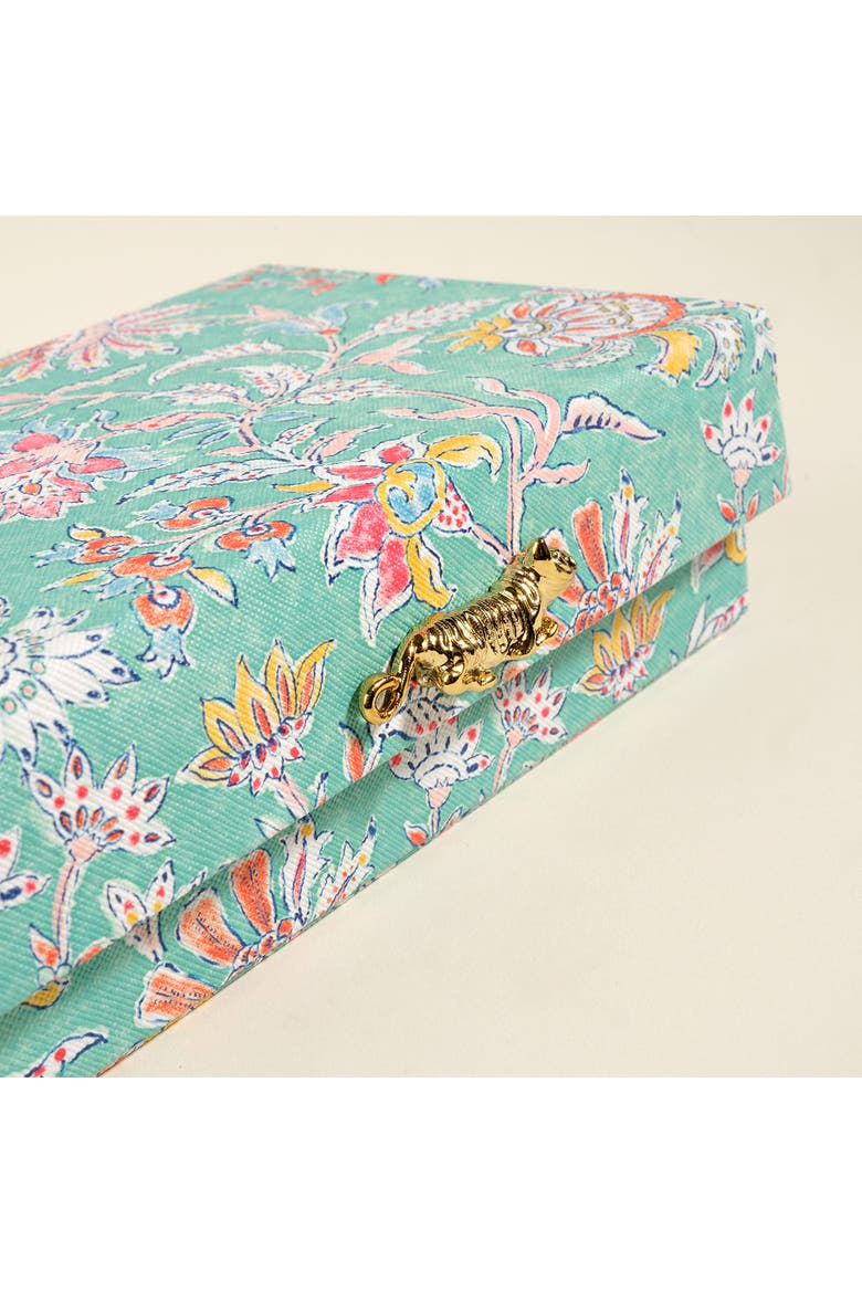 Meilin Floral Jewelry Box 7" x 5" Artisan, Alternate, color, Turquoise