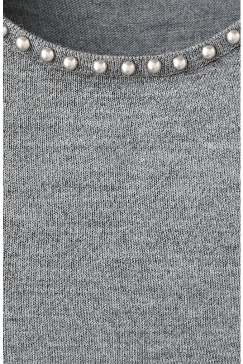 Studded Short Sleeve Sweater, Alternate, color, MEDIUM HEATHER GREY
