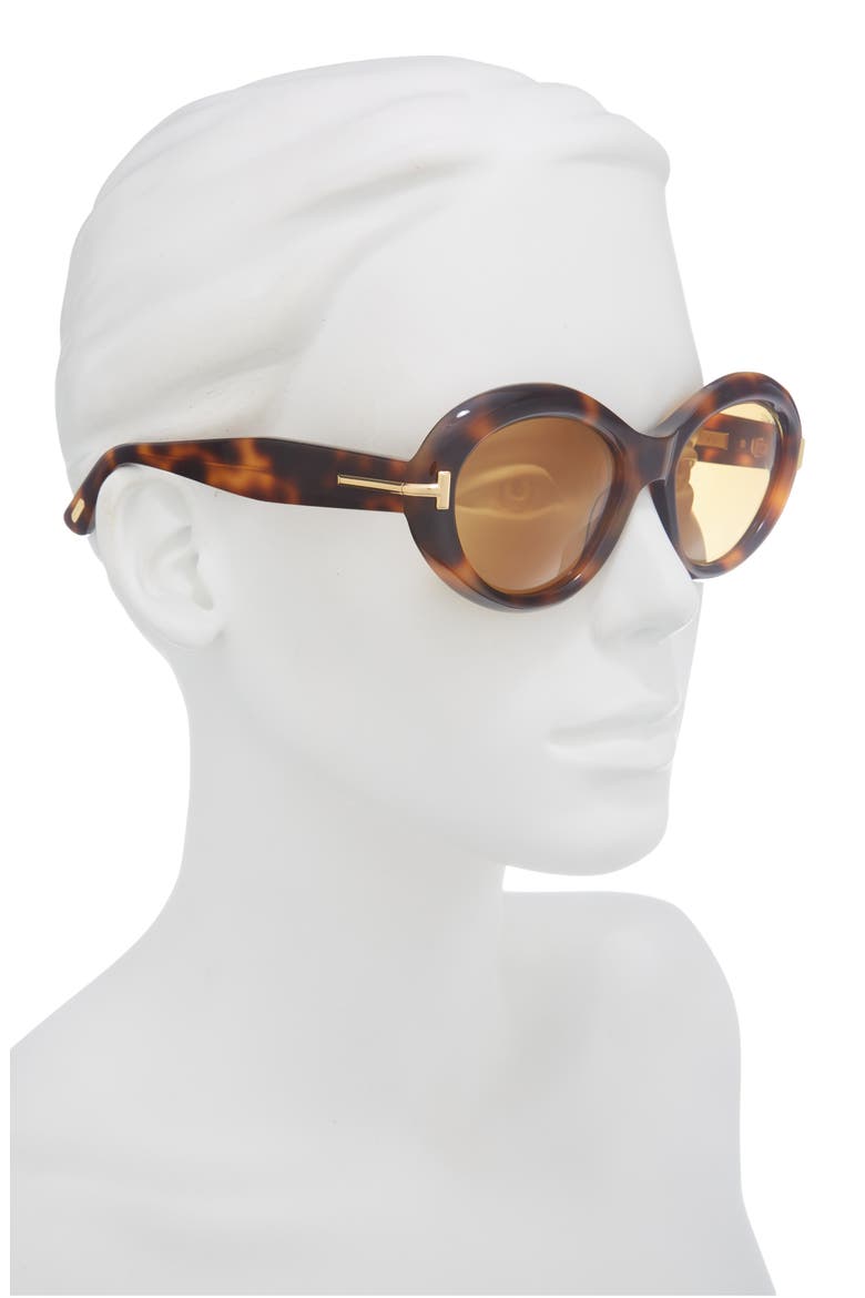 55mm Oval Sunglasses, Alternate, color, HAVANA / BAGUETTE VICUNA
