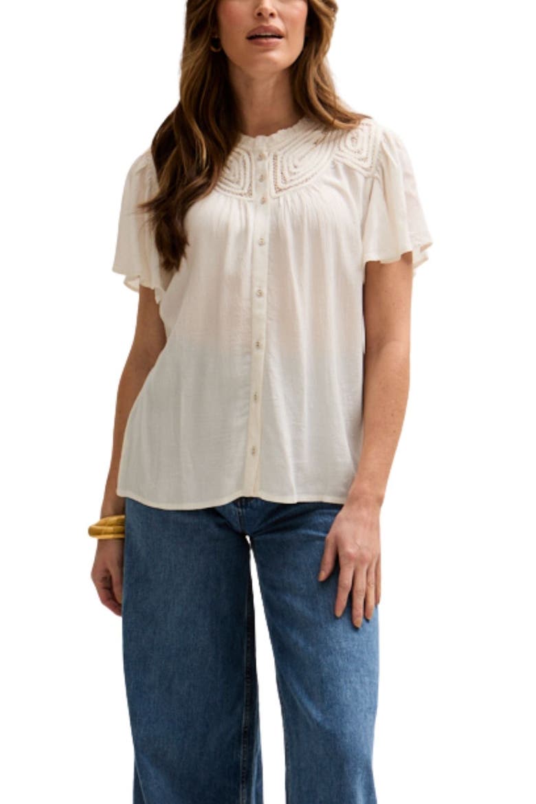 Kew Lace Insert Angel Sleeve Shirt, Alternate, color, Natural