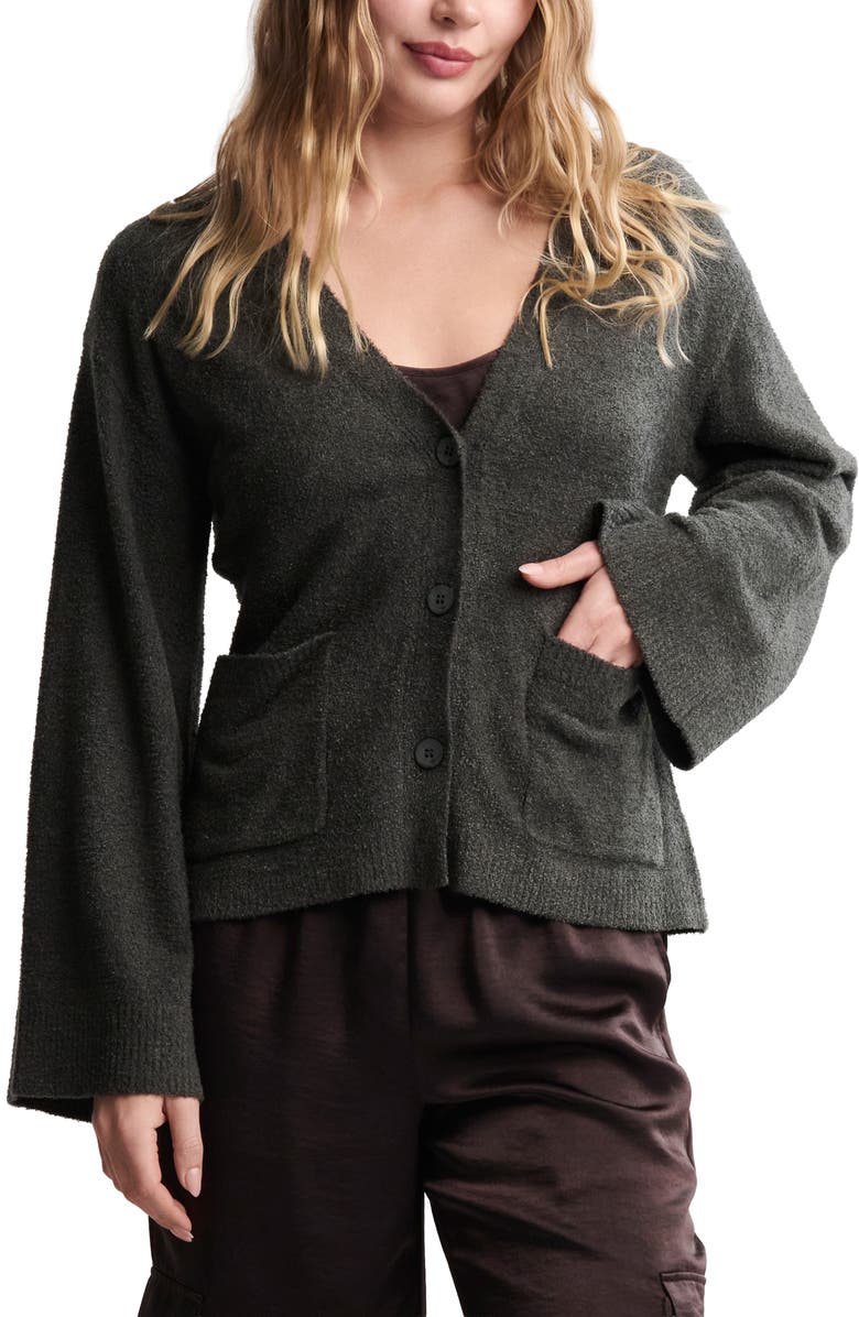 Barefoot Dreams<sup>®</sup> CozyChic<sup>®</sup> Ultra Lite<sup>®</sup> Flare Sleeve Button-Up Top, Main, color, Dark Moss