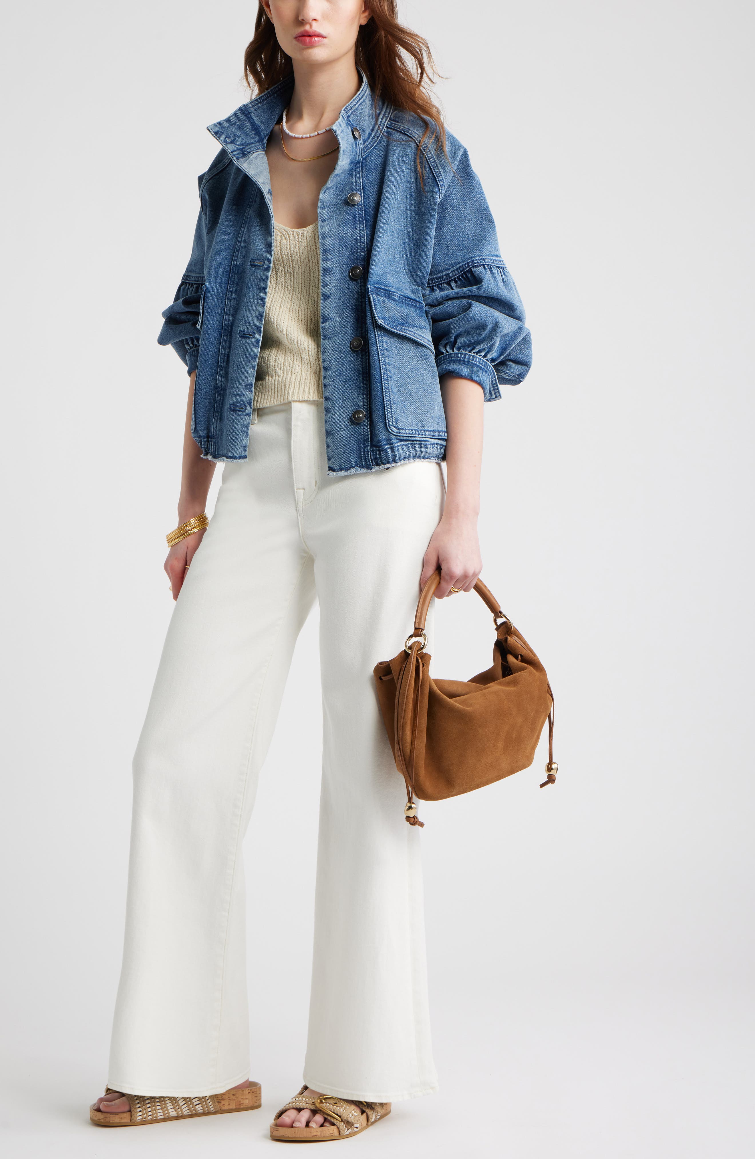 Blouson Sleeve Denim Jacket - image 2
