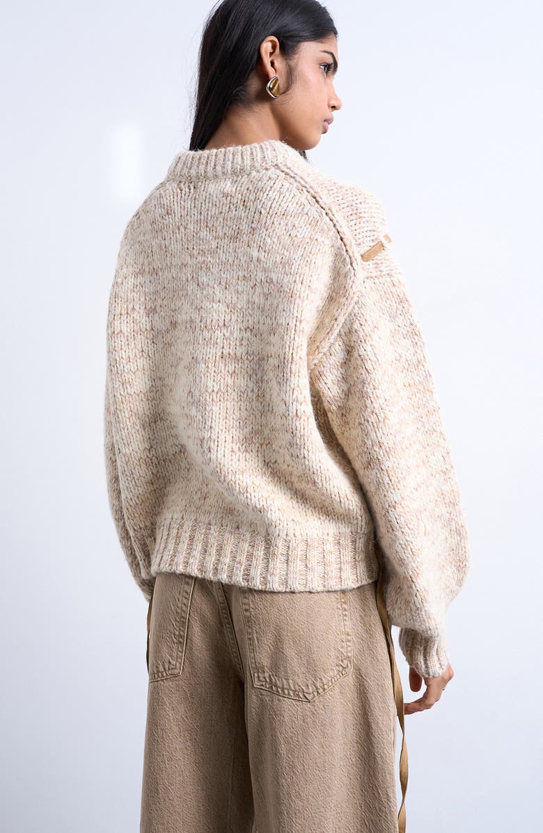 Topshop Marled Cord Argyle Sweater, Alternate, color, Beige