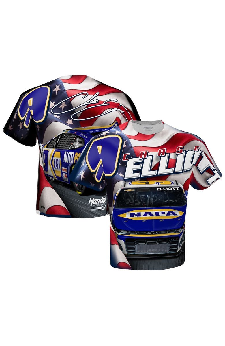 HENDRICK MOTORSPORTS TEAM COLLECTION Men's Hendrick Motorsports Team Collection White Chase Elliott Sublimated Patriotic T-Shirt, Alternate, color,