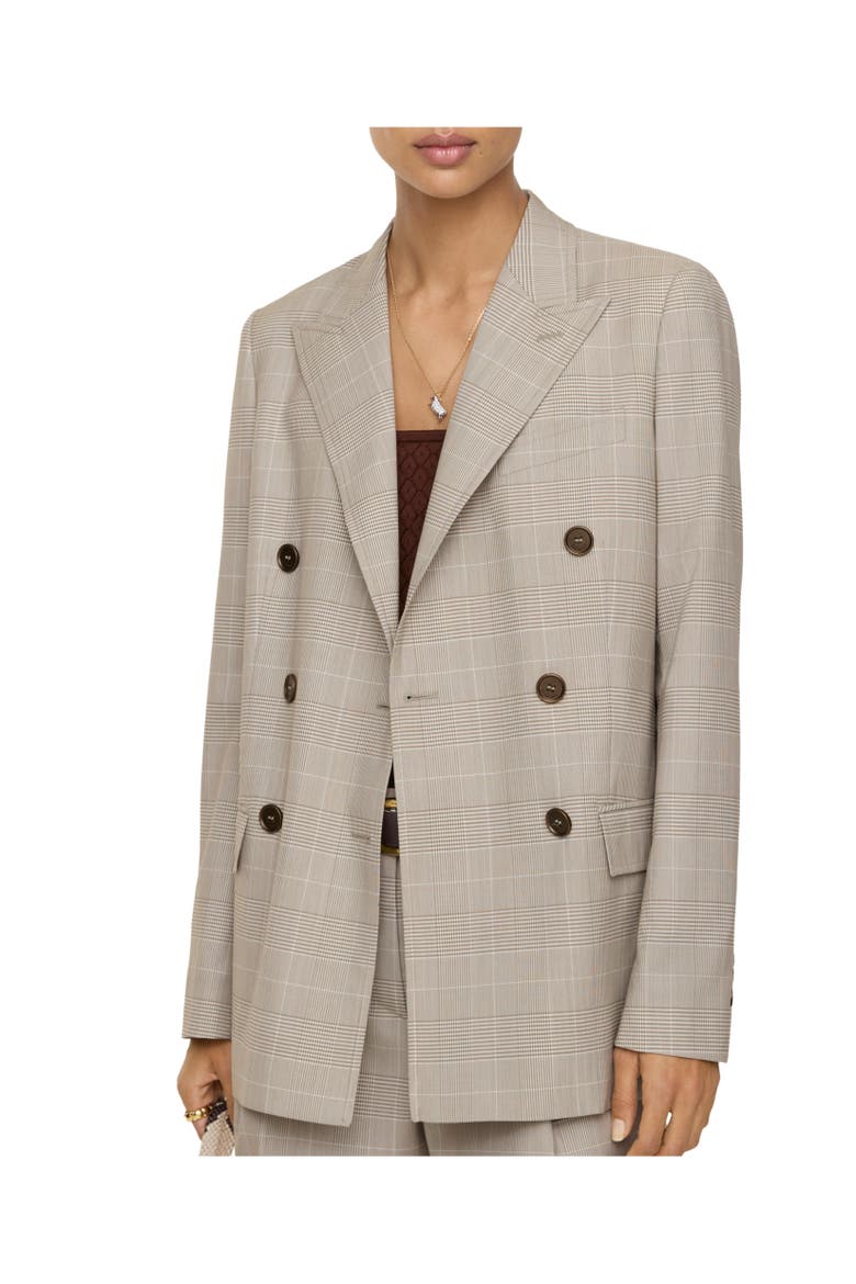 Check Wool Tailored Jacket, Alternate, color, Cloudy white/mountain green