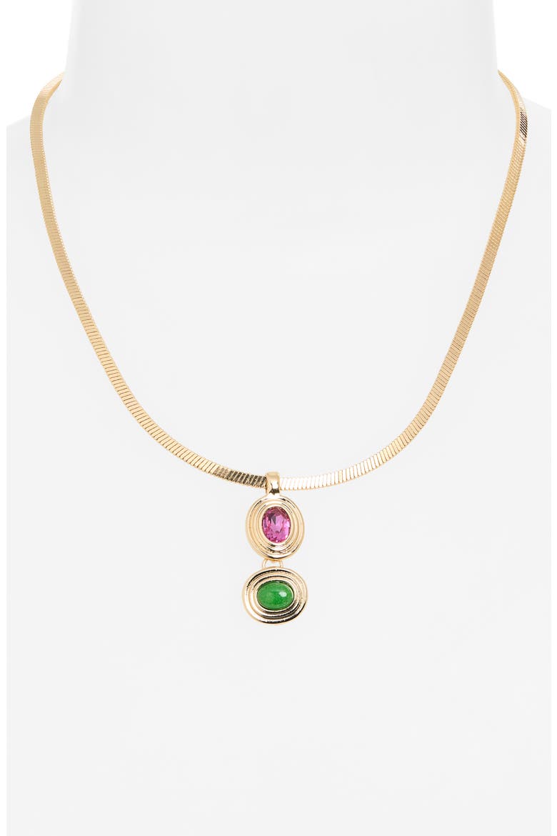 Stone & Crystal Pendant Necklace, Alternate, color, GOLD MULTIs