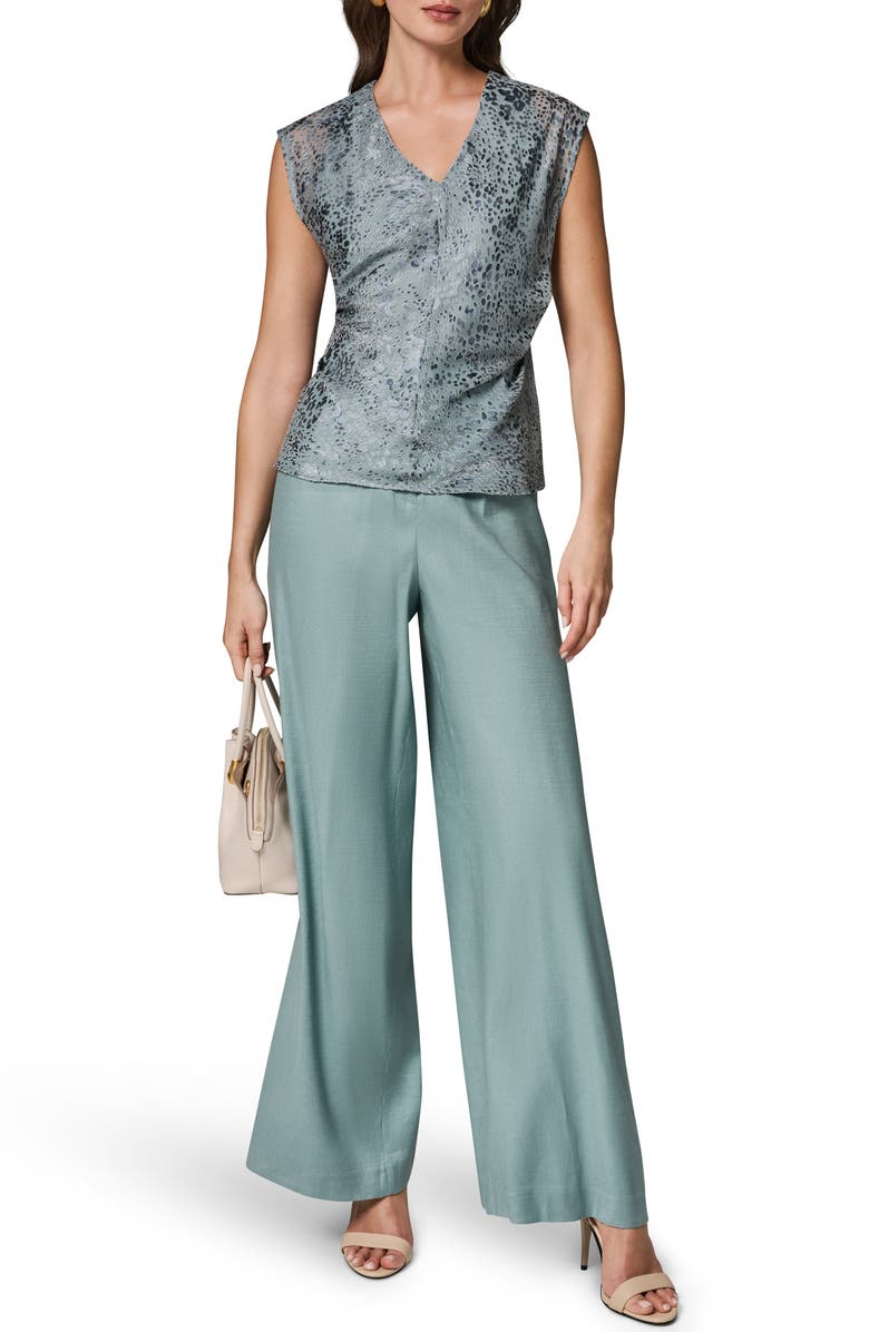 Donna Karan New York Dot Burnout V-Neck Top, Alternate, color, 