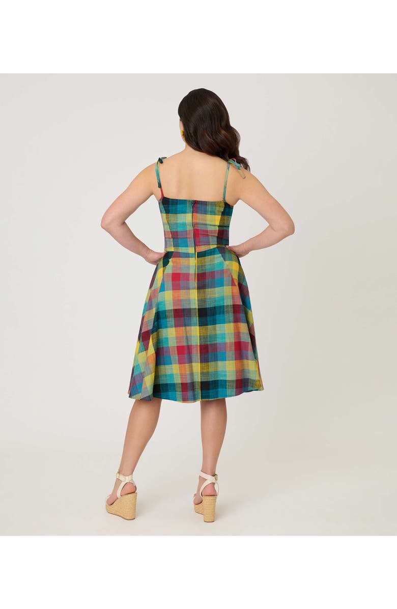 Unique Vintage 1950s Bobbie Swing Dress, Alternate, color, Green Multi Plaid
