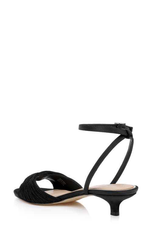 Jewel Badgley Mischka Nance Ankle Strap Kitten Heel Sandal In Black Satin