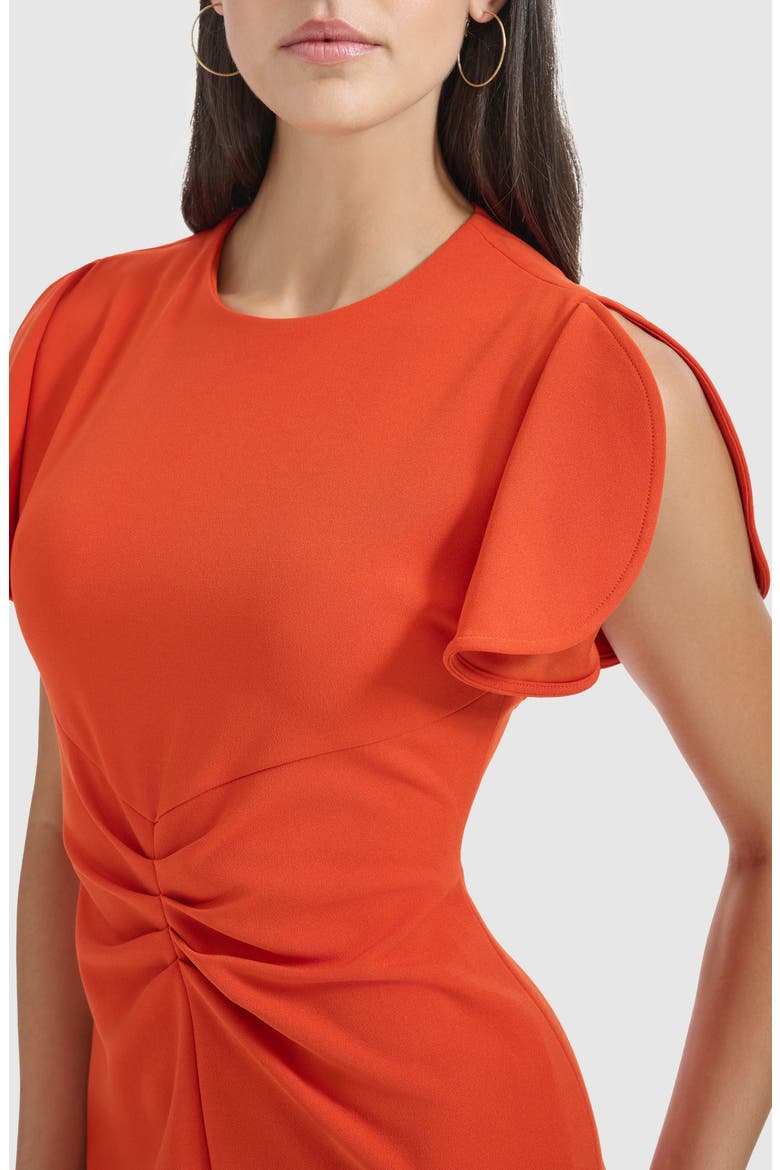 Ruched Front Sheath Dress, Alternate, color, CLAY