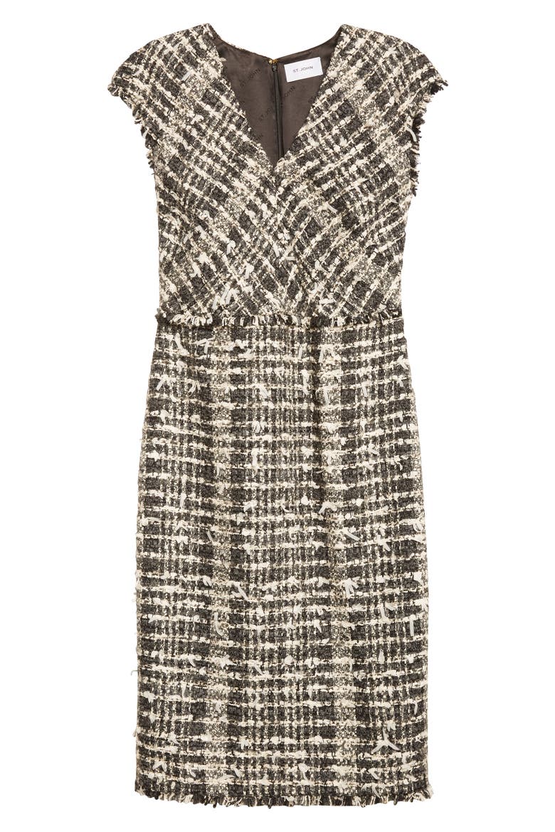 Eyelash Tweed Sheath Dress, Alternate, color, MEDIUM GREY MELANGE MULTI