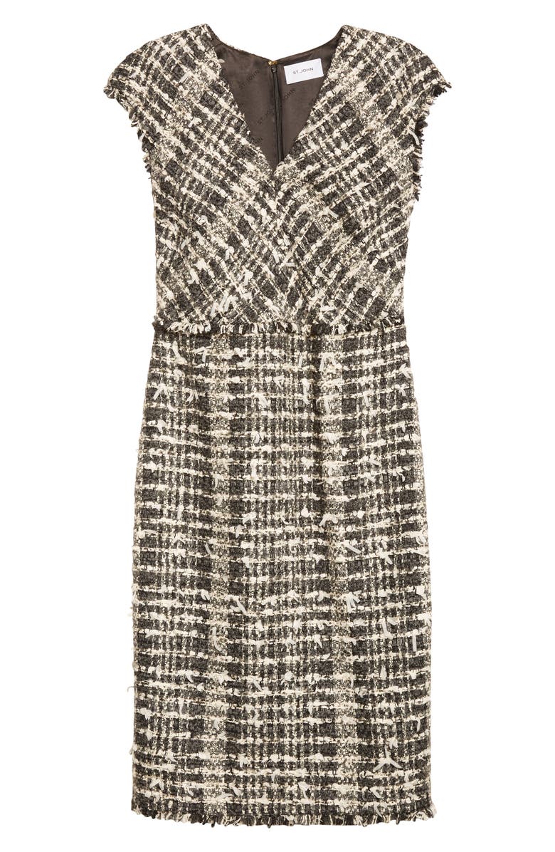 ST. JOHN Eyelash Tweed Sheath Dress, Alternate, color, Medium Grey Melange Multi
