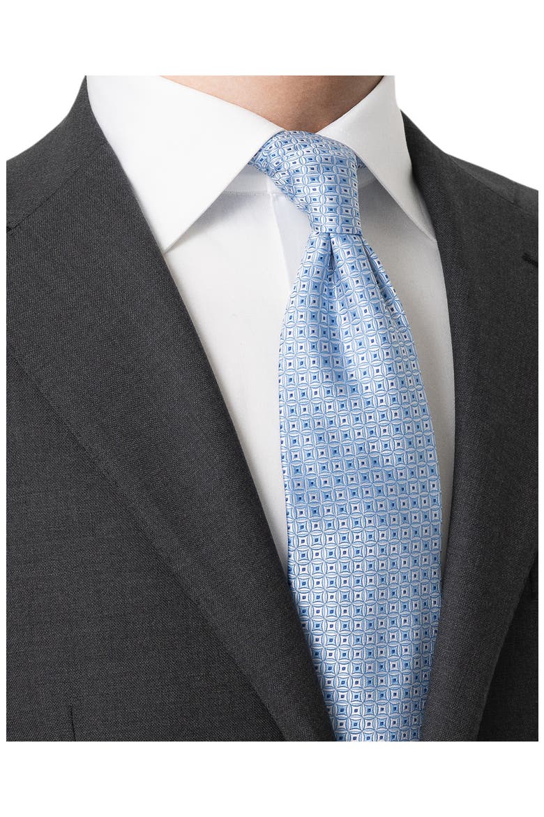 Geometric Silk Jacquard Tie, Alternate, color, MEDIUM BLUE