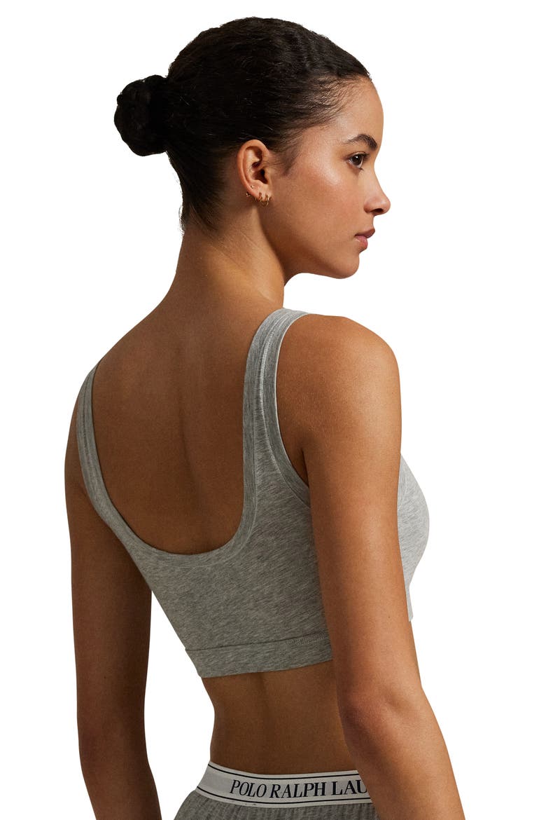 Logo Embroidered Bralette, Alternate, color, HEATHER GREY