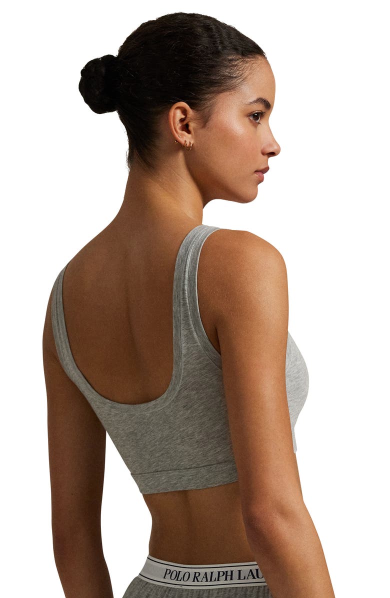 Polo Ralph Lauren Logo Embroidered Bralette, Alternate, color, Heather Grey