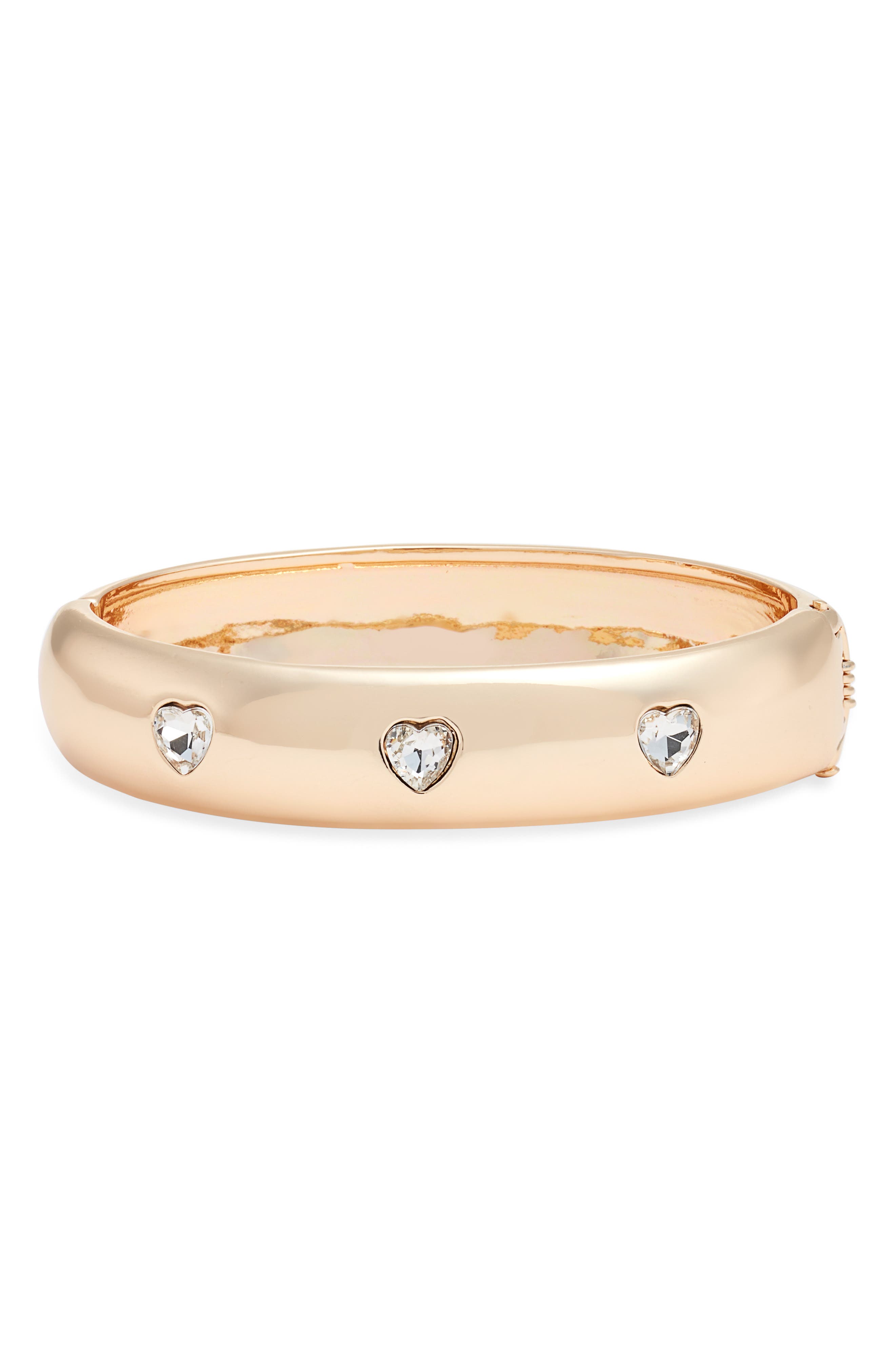 Open Edit Faceted Heart Hinged Bangle Bracelet