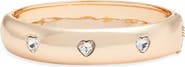 Open Edit Faceted Heart Hinged Bangle Bracelet