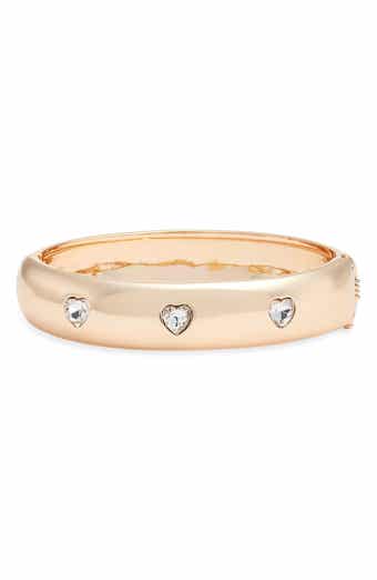 Faceted Heart Hinged Bangle Bracelet