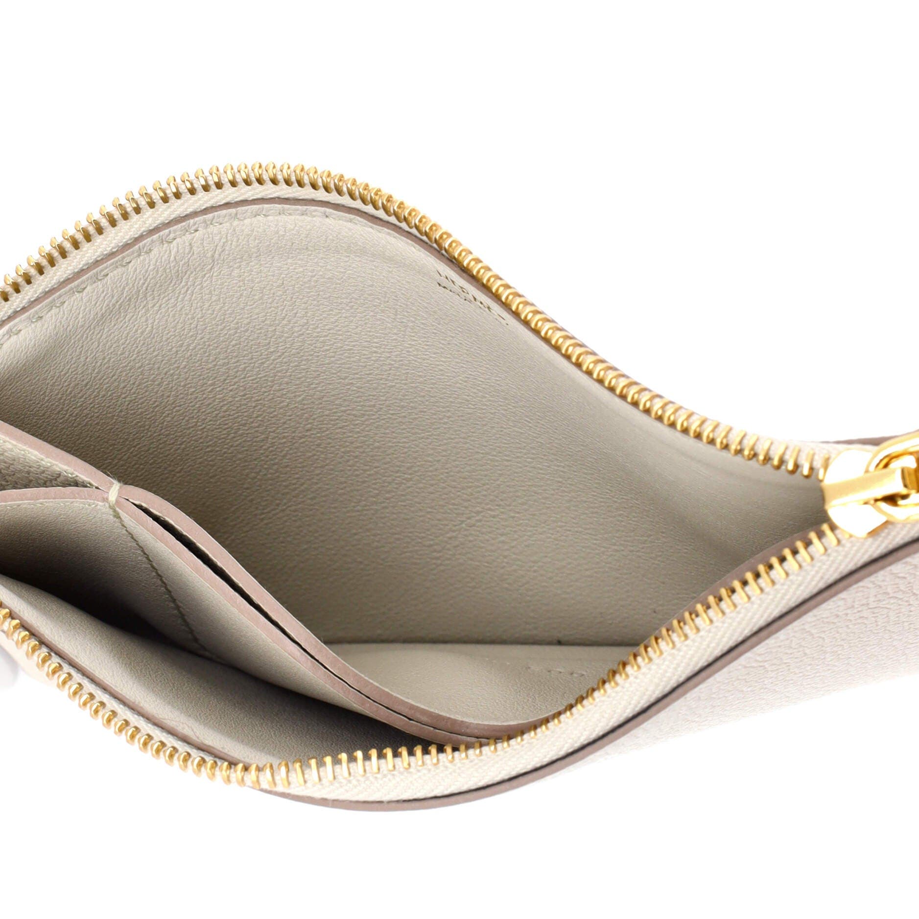 Pre-Owned Hermes Zipengo Chaine d'Ancre Zip Card Holder Leather, Alternate, color, Beton