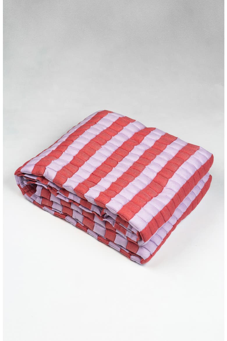 Quilted Sujani Striped Throw Blanket, Alternate, color, Red