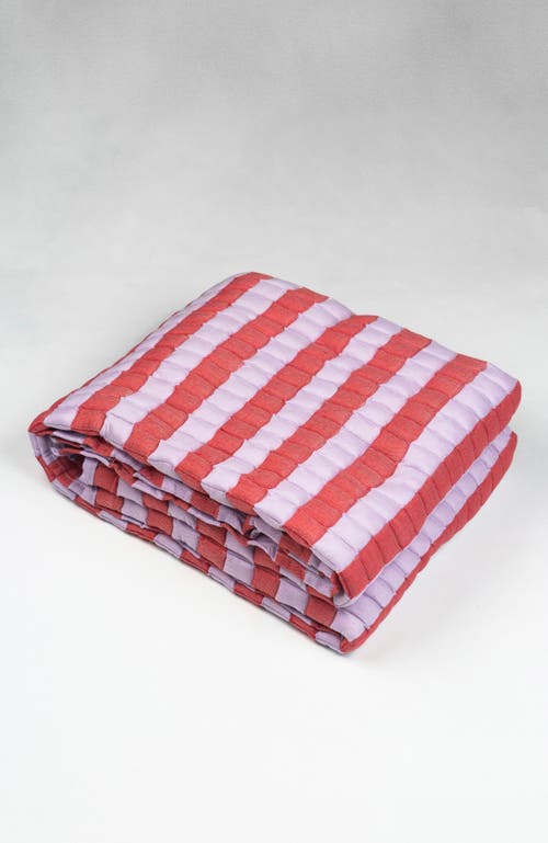 Archive New York Quilted Sujani Striped Throw Blanket In Red