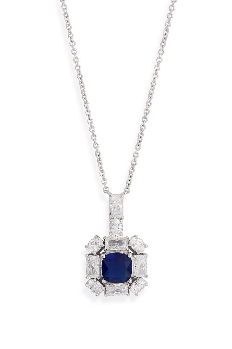 Rock Stars Halo Pendant Necklace, Main, color, RHODIUM