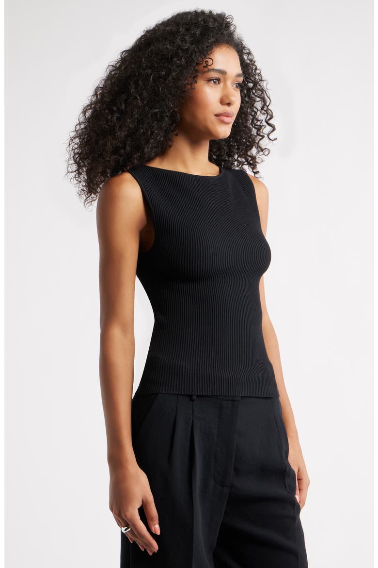 Luxe Sculpt Rib Sweater Tank, Alternate, color, BLACK