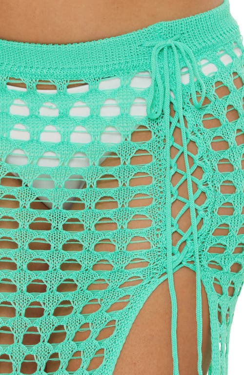 Becca Venica Open Knit Cover-up Skirt In Aqua Sea