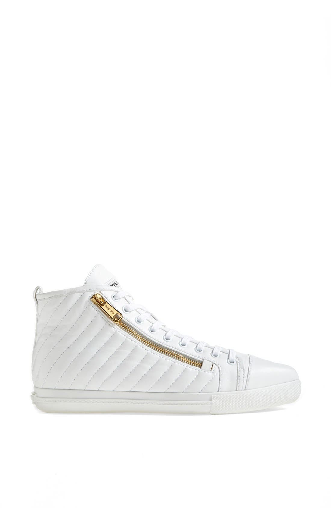 Miu Miu Side Zip High Top Sneaker, Alternate, color, 