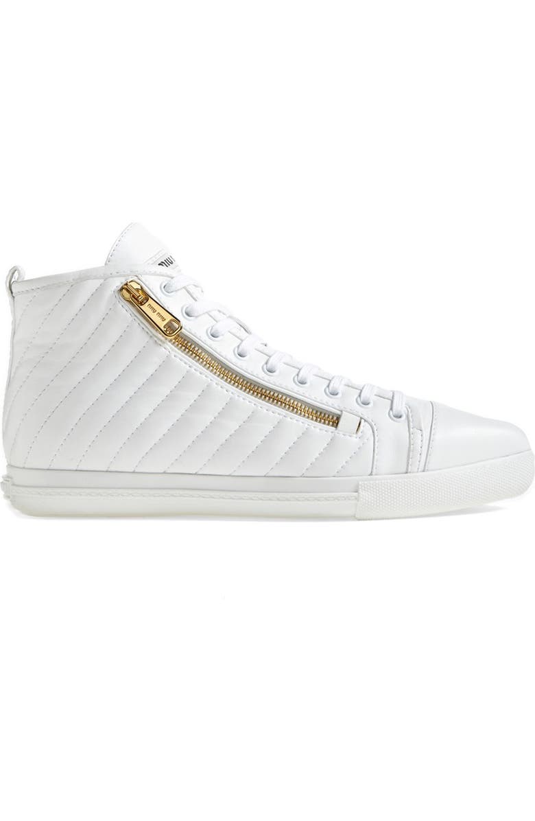 Miu Miu Side Zip High Top Sneaker, Alternate, color,