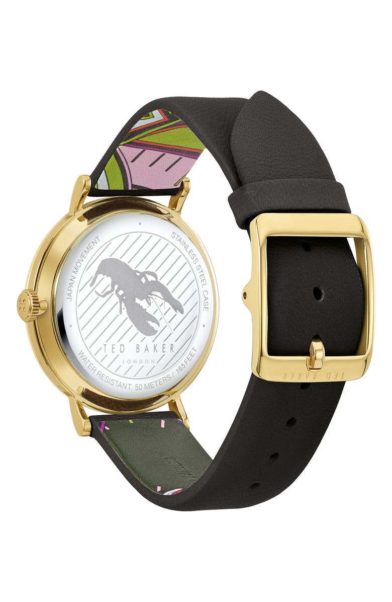 Ted Baker London Phylipa Flowers Leather Strap Watch, 37mm, Alternate, color, 