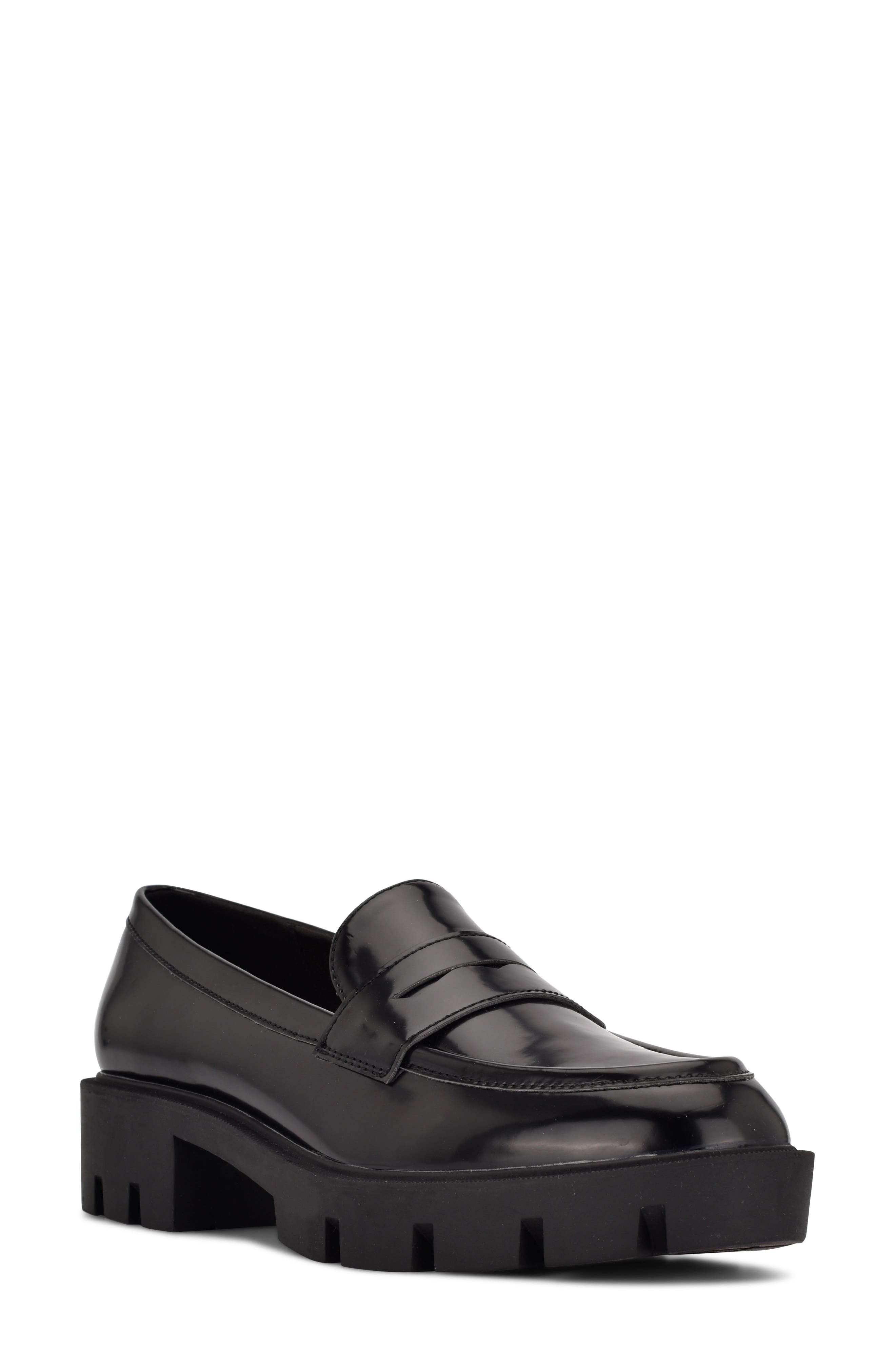 Nine West Maibel Platform Penny Loafer, Main, color, Black Patent