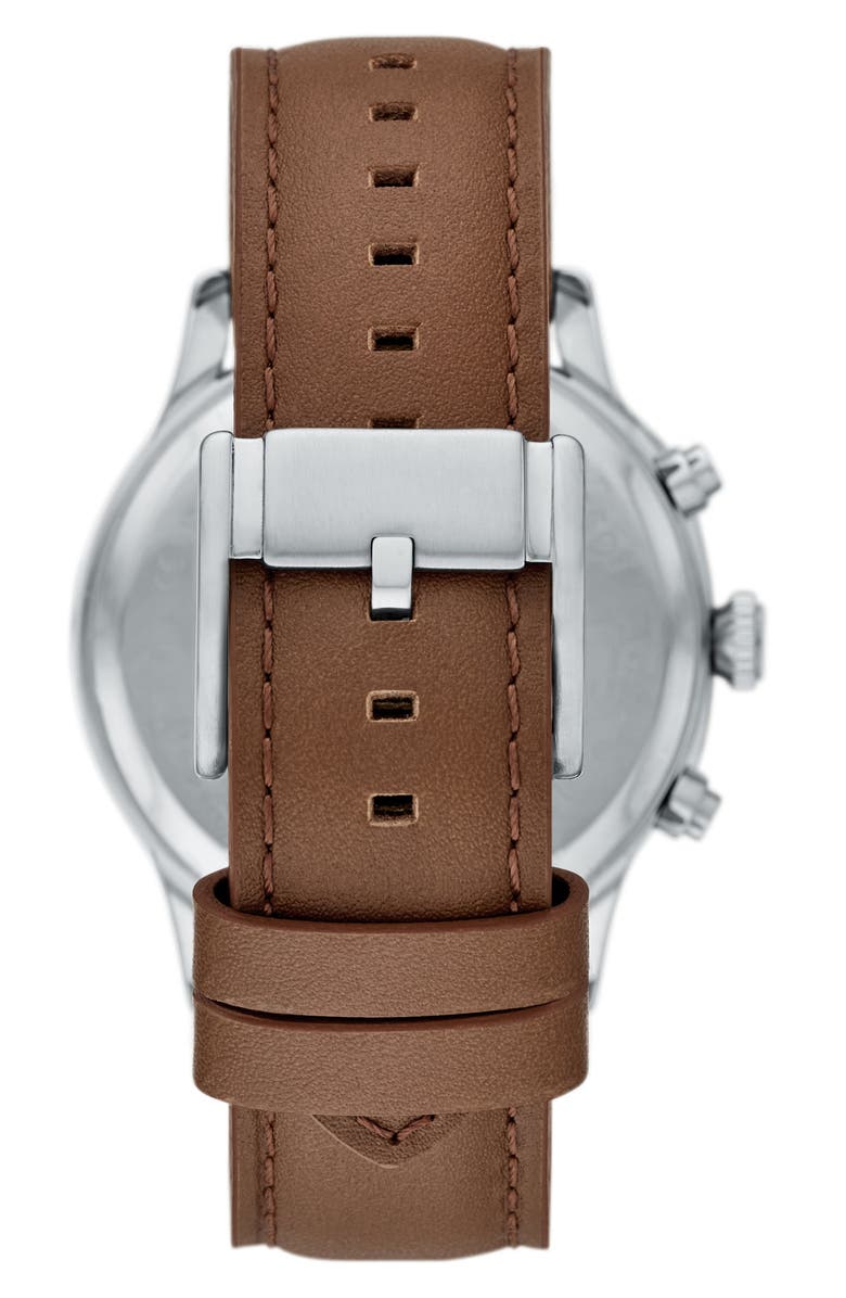 Fossil Bennett Multifunction Leather Strap Watch, 45mm, Alternate, color, Silver