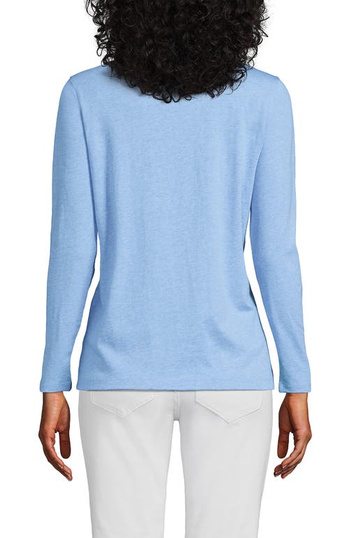 Lands' End Relaxed Supima Cotton Long Sleeve V-neck T-shirt In Blue