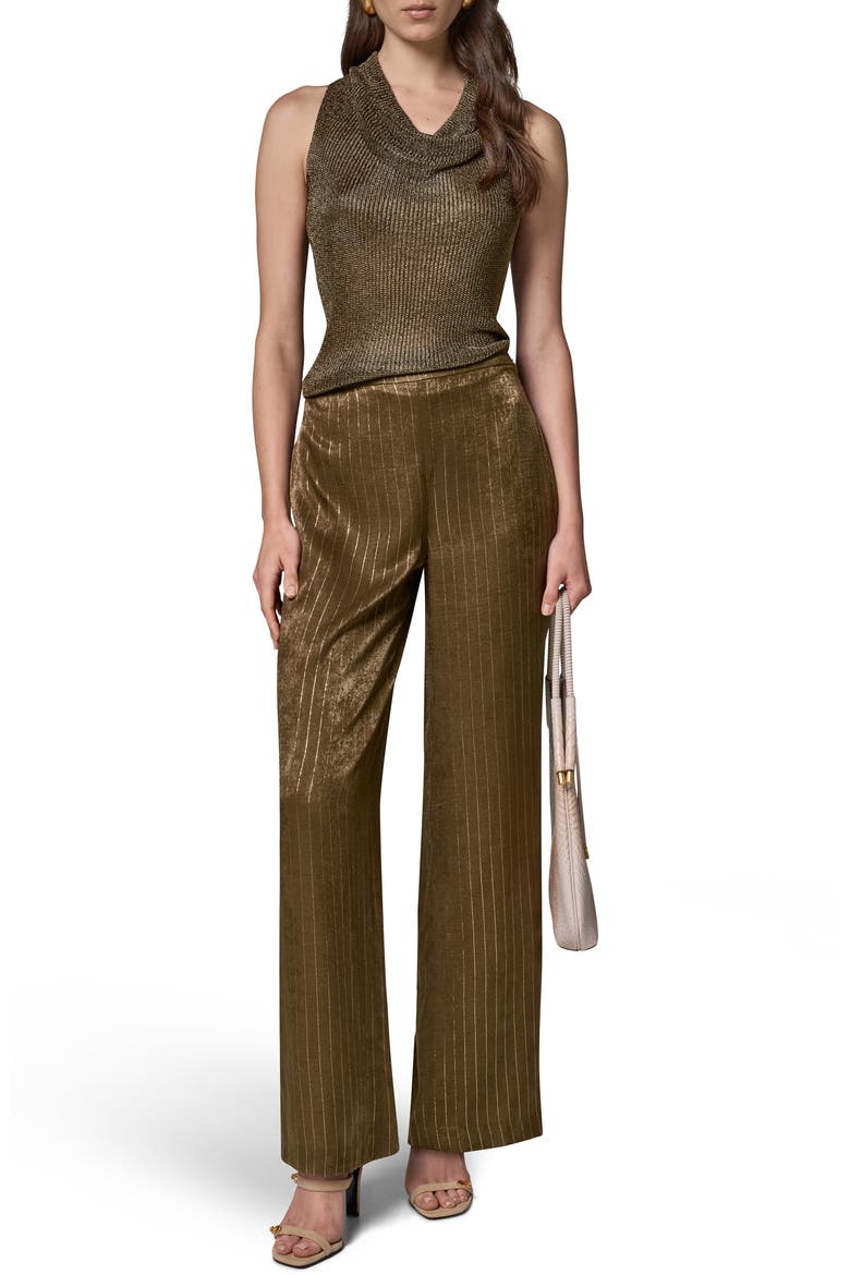 Pinstripe Wide Leg Pants, Alternate, color, OLIVE BRANCH