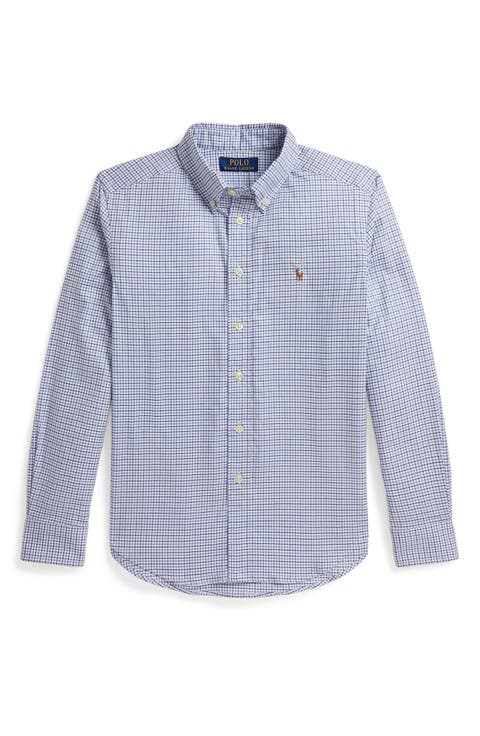 Kids' Performance Plaid Long Sleeve Button-Down Shirt