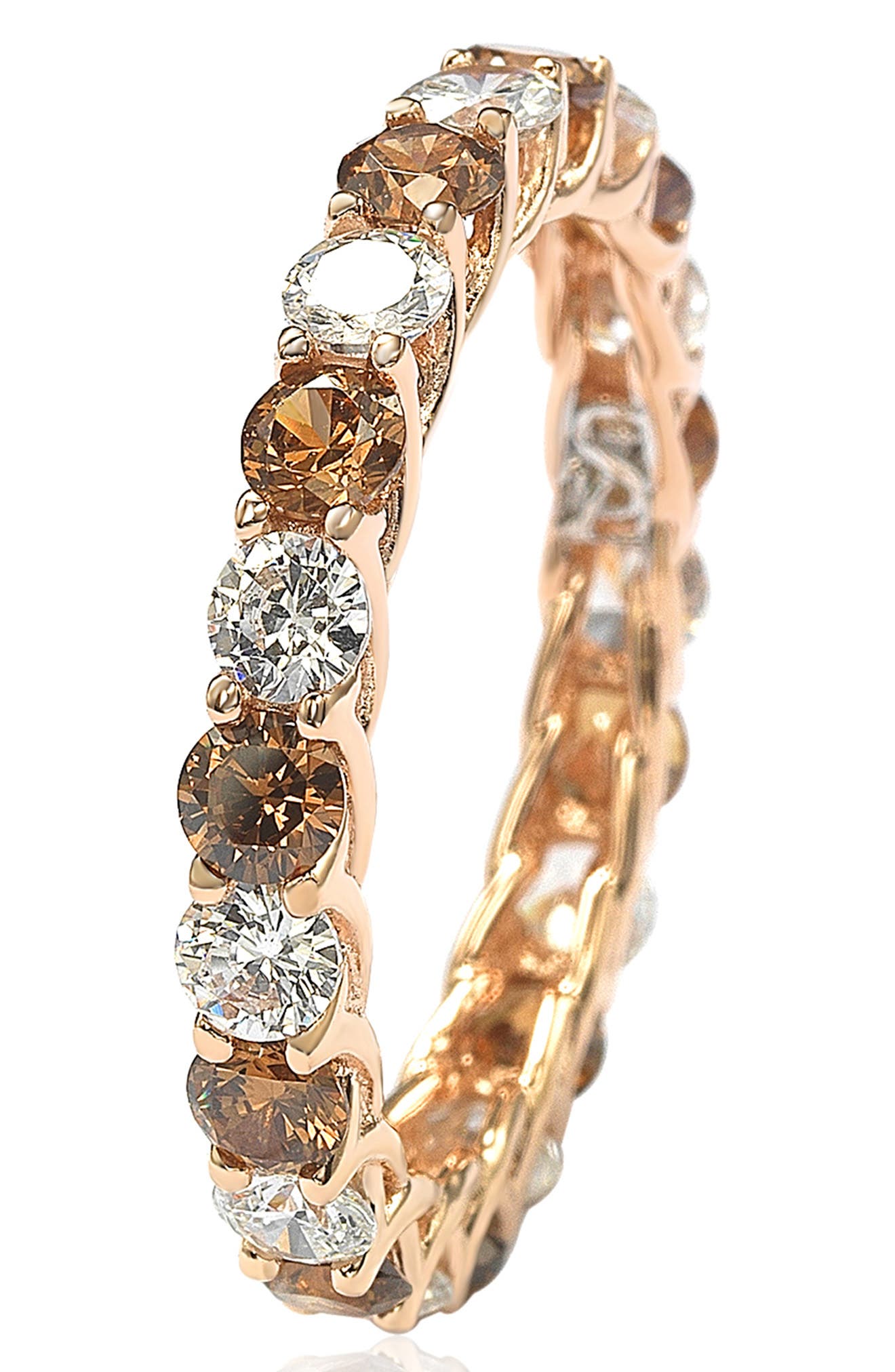 SUZY LEVIAN Rose-Tone Prong Set Round CZ Eternity Band Ring