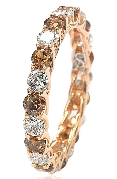 Rose-Tone Prong Set Round CZ Eternity Band Ring