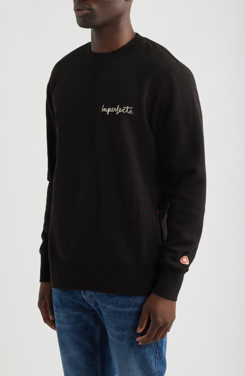 Imperfects Signature Crewneck Cotton Blend Fleece Sweatshirt, Alternate, color, Obsidian
