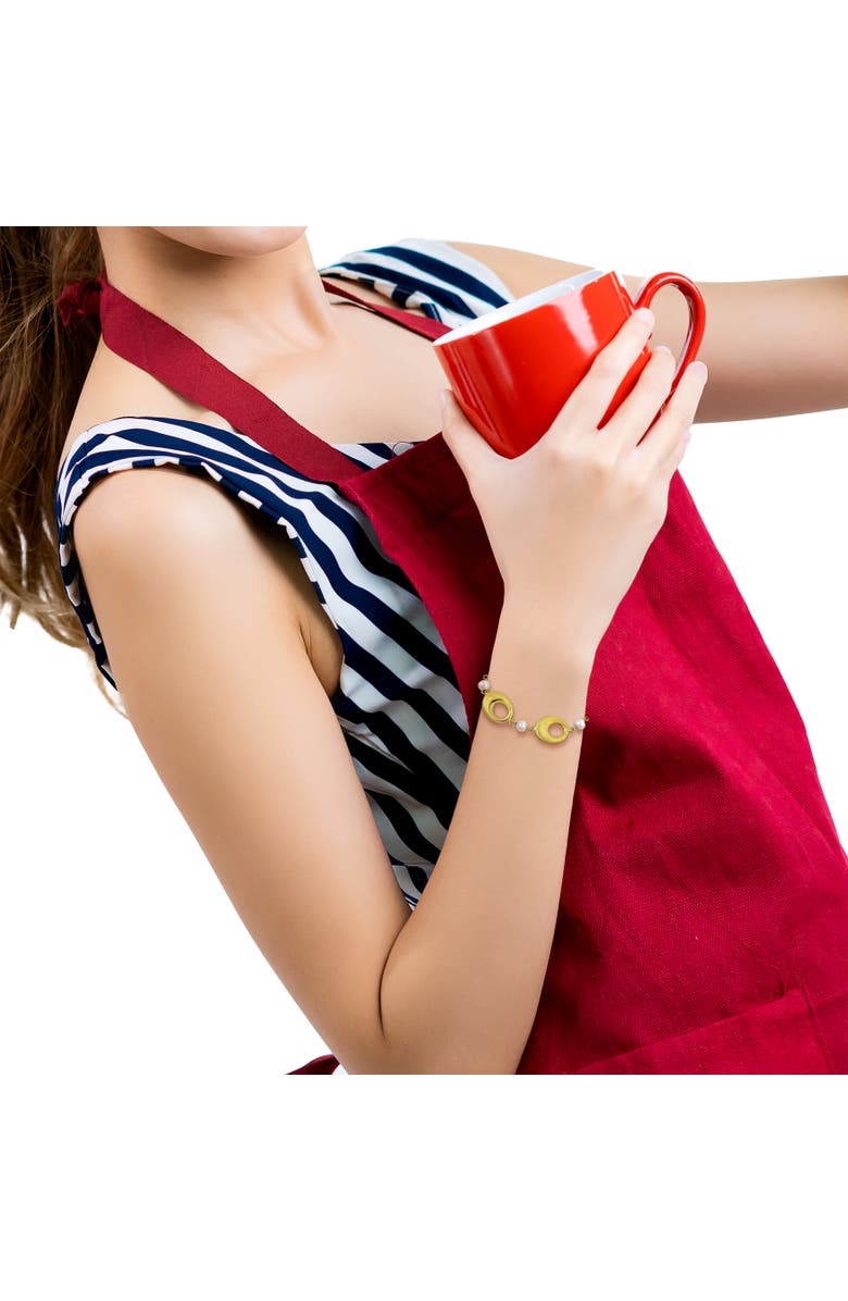 Julianna B. Pearl Disc Station Bracelet 18k Gold Plated Silver, Alternate, color, Cultured Pearl