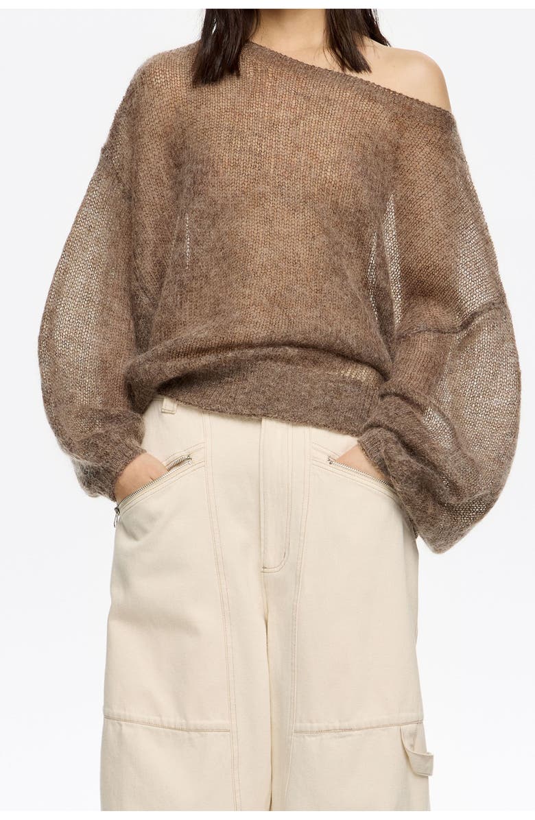 Bimba y Lola Oversize Mohair Wool Sweater, Main, color, Taupe