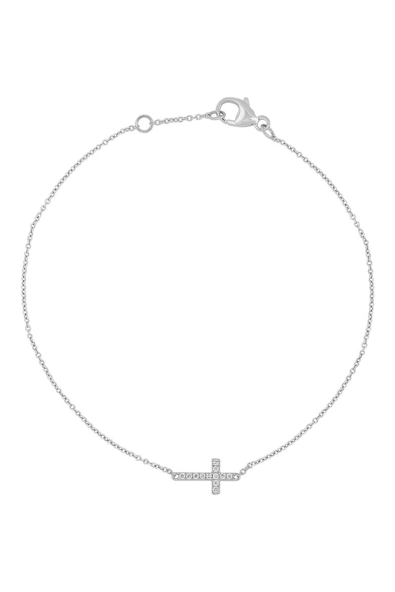 Audrey Diamond Cross Bracelet, Main, color, 18K WHITE GOLD