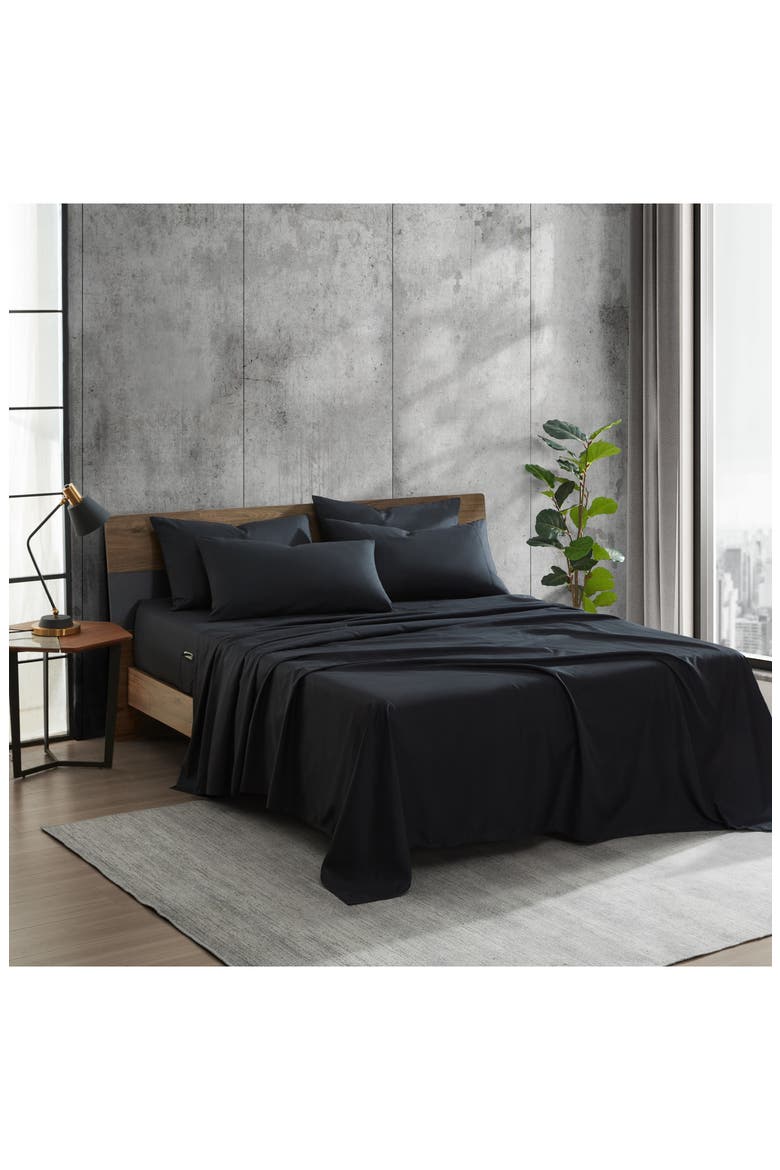 Solid Recycled Polyester Sheet Set, Alternate, color, BLACK