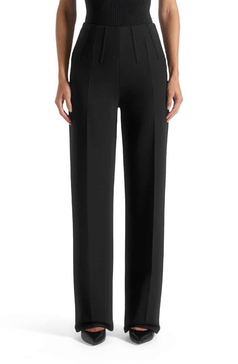 Manière De Voir Rafaela Corset Waist Tailored Trousers, Alternate, color, Black