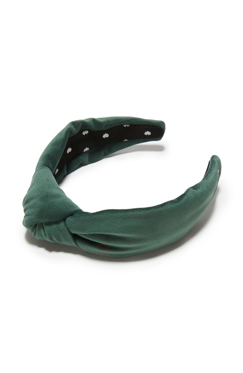 Lele Sadoughi Forest Green Velvet Knotted Headband, Main, color, Forest Green 300