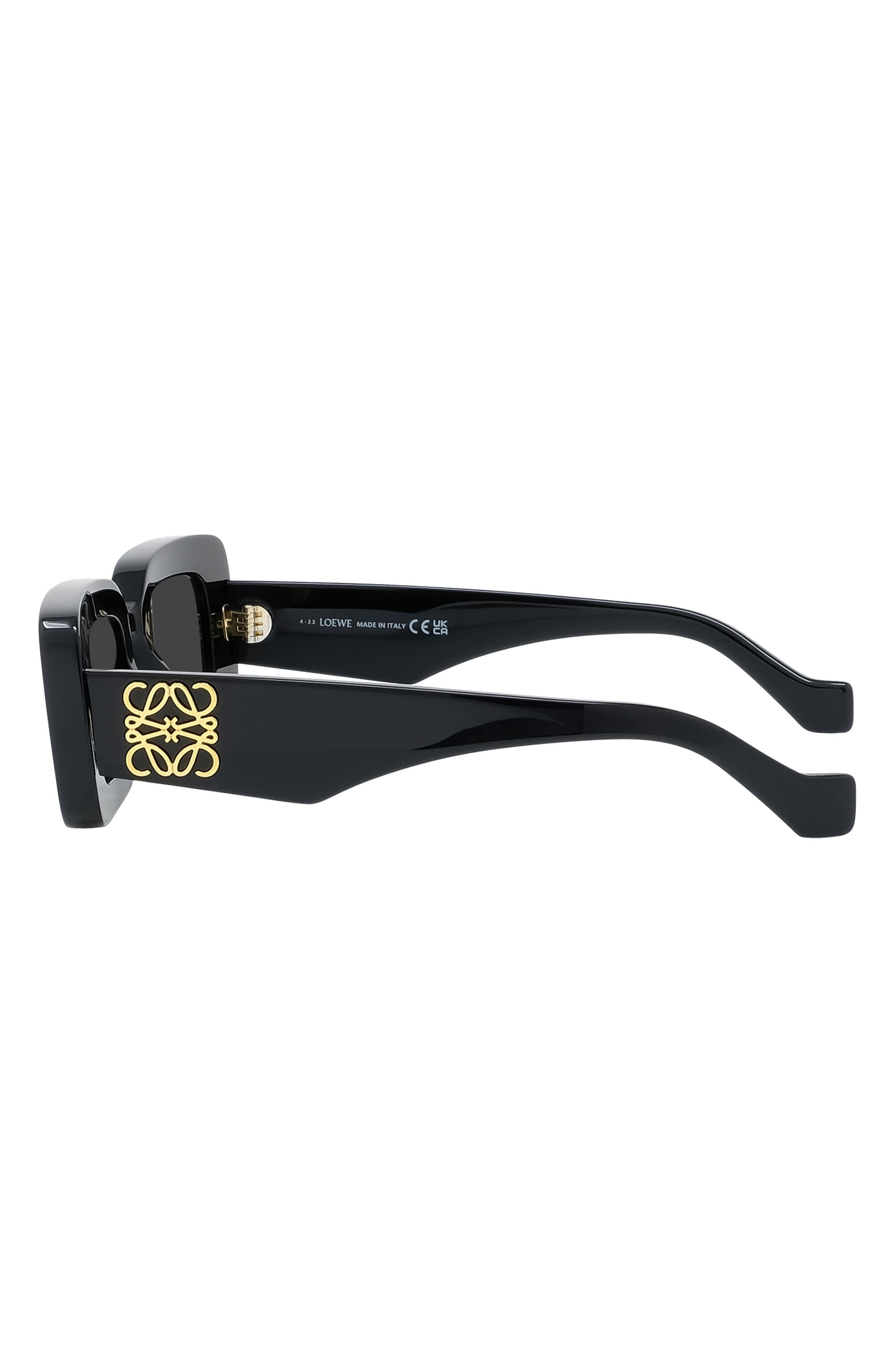 Loewe Chunky Anagram Rectangular Sunglasses 46mm Black Gold Logo Italy NWT Sunglasses Loewe Anagram LW40101I 01A 46-22 Black | Visiofactory main image 2