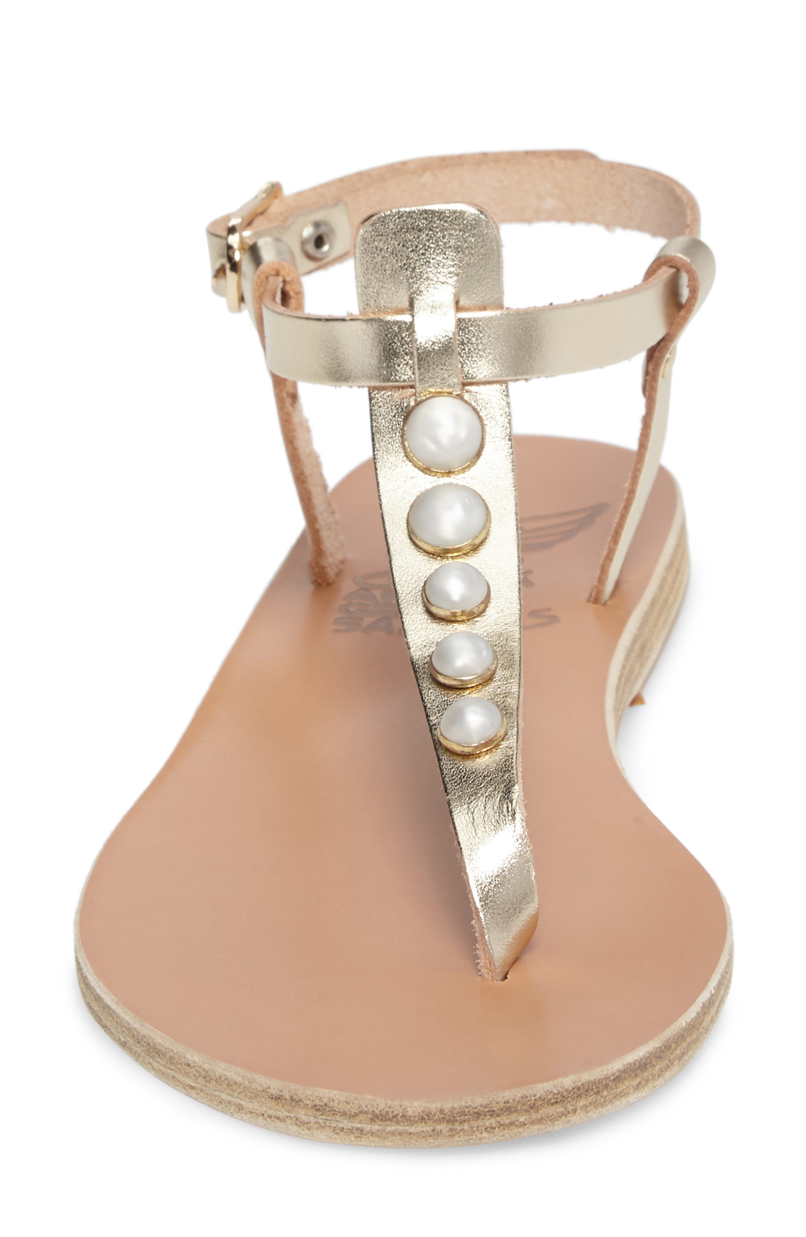 Ancient Greek Sandals Lito Imitation Pearl Embellished T-Strap Sandal, Alternate, color, 