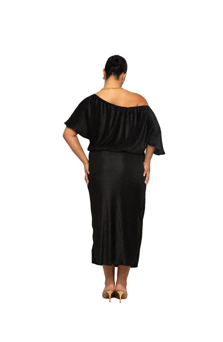 FASHION-SZN CURVE Off The Shoulder Chevron Midaxi Dress, Alternate, color, 