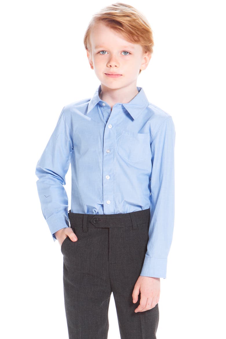 Kids' Cotton Button-Up Shirt, Alternate, color, MEDIUM BLUE